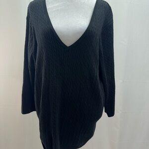 JEANNE PIERRE Black V-Neck Women's Sweater 2XL
